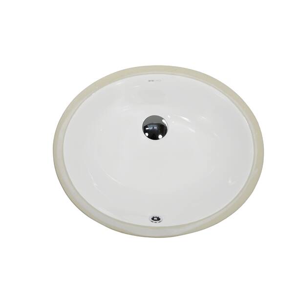 UCore 14.1'' White Ceramic Oval Undermount Bathroom Sink With Overflow 